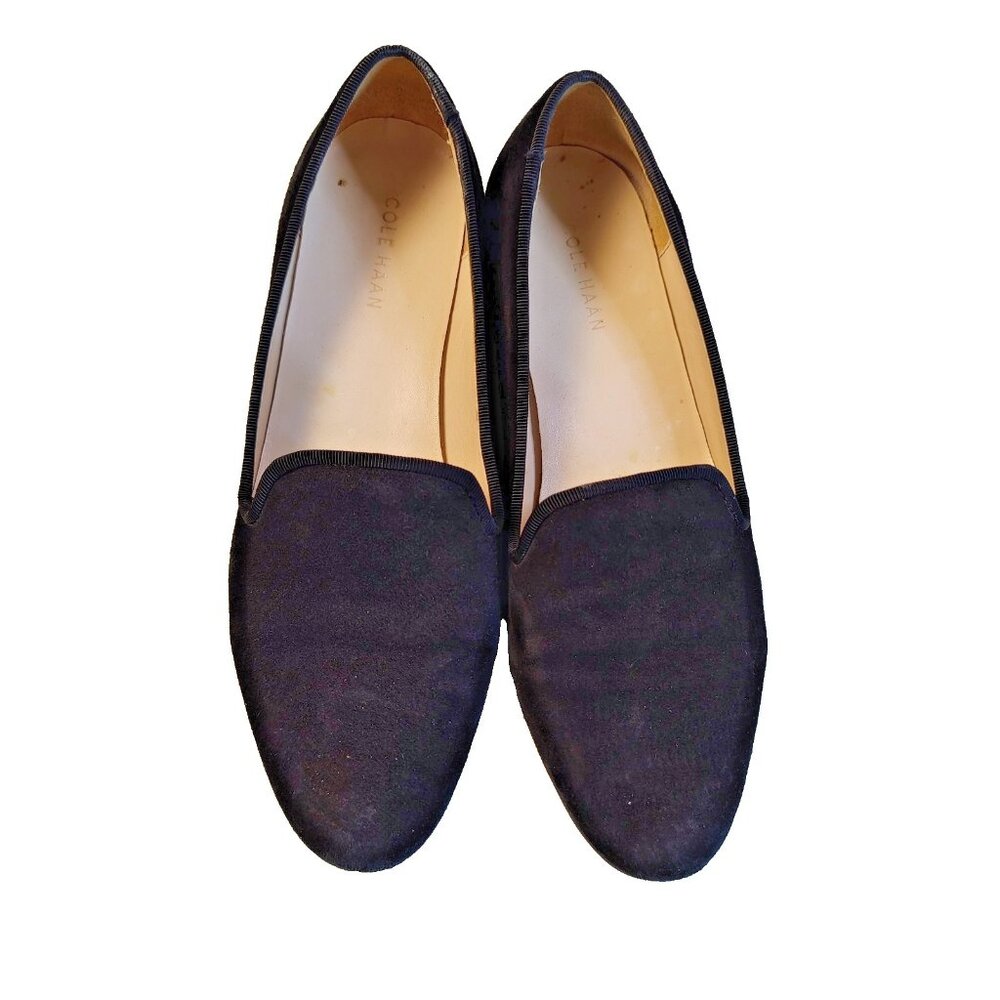 Cole Haan Black Suede Women's 7B Slip-On Loafer Shoes Flats Workwear Comfort